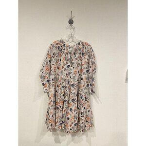 Cara Cara Gibson Dress Womens Medium Seashell Print Tiered Boho Beach